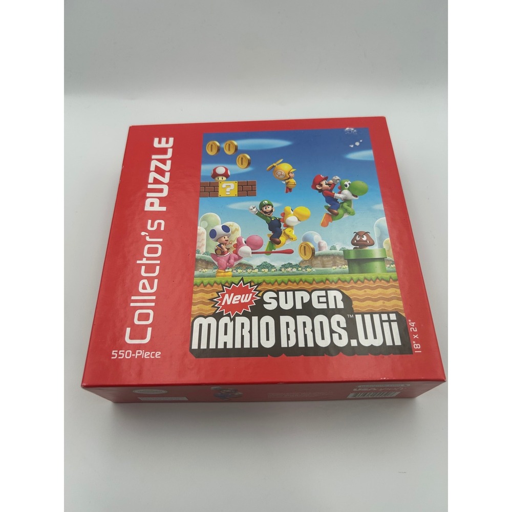 New Super Mario Bros Wii Collectors Puzzle 550 Piece Nintendo Jigsaw 18x24